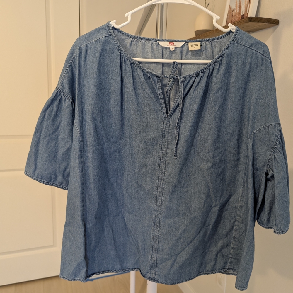 Levi's Blue Puff Sleeve Blouse